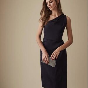 NWT Reiss Positano Cross Back Navy Blue Satin Dress (Cocktail Dress) Size 6